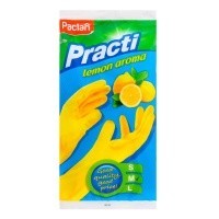 Перчатки хоз. латексные, размер L, PACLAN "Practi" (аромат лимона)