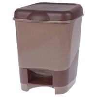 Ведро-контейнер для мусора, с педалью, пластик., 20л 601128 (бежевый/коричневый)