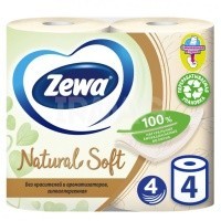 Бумага туал. 4 слоя  (4рулх16м) Zewa Natural Soft