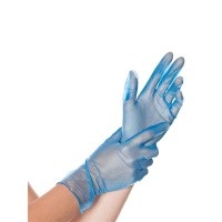 Перчатки виниловые синие н/о, размер М (100шт/50пар/кор) 