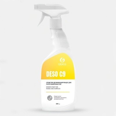 Средство моющее с дезинф. эффектом DESO С9, 600мл Grass 550023 (триггер, спирт 70%, д/рук/поверхн.)  Средство моющее с дезинф. эффектом DESO С9, 600мл Grass 550023 (триггер, спирт 70%, д/рук/поверхн.)