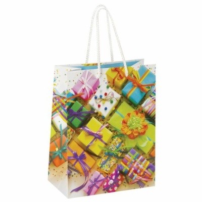 Пакет подарочный 18x10x23см, "Яркие подарки", ЗОЛОТАЯ СКАЗКА 606591