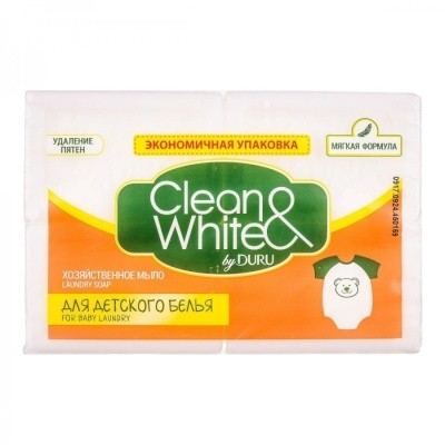 Мыло хозяйственное Clean&White by Duru, 4шт.х120г (для стирки детского белья) 