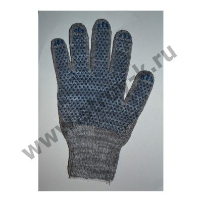 Перчатки трикотажные с ПВХ (4-х нитка) серые
