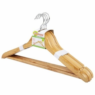 Вешалка-плечики "Эконом", дерево лакиров., цвет сосна, перекладина, ЛЮБАША 604895 (5шт/комплект)