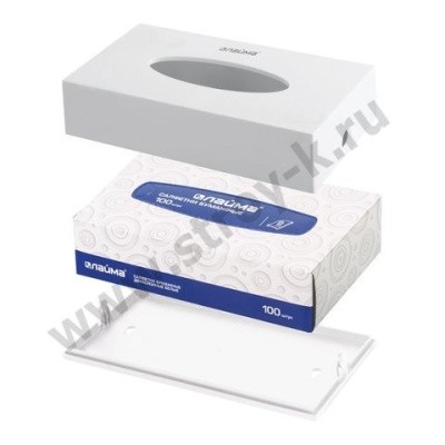 Диспенсер для бумажных космет. салфеток, белый, пластик, настольный/настенный ЛАЙМА 605392