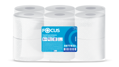 Бумага туал. с центр. вытяжкой, белая, 2 слоя, 207м FOCUS Jumbo 5077832 (12рул/уп)