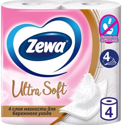 Бумага туал. 4 слоя (4рулх16м) Zewa Ultra Soft
