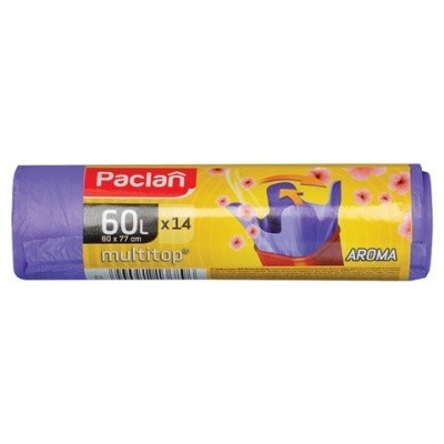 Мешки для мусора, с ушками, фиолетовый, 60л (14шт/рул) PACLAN Multitop Aroma