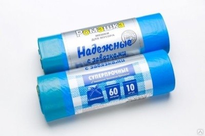 Мешок для мусора (60л) (рулон 10шт) с завязками Ромашка Мешок для мусора (60л) (рулон 10шт) с завязками Ромашка