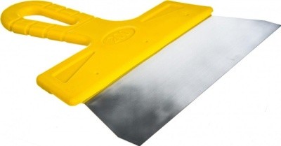 Шпатель фасадный МАСТЕР 150мм с ручкой нерж. сталь, желтая рукоятка (35175)