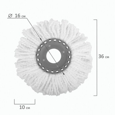 Насадка МОП круглая для швабры, крепление кольцо, микрофибра, d-16см, ЛАЙМА, 601488