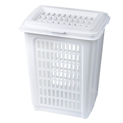 Корзина 50л, с крышкой, для мусора/белья, прямоуг., пластик, 57х45х36см, ПОЛИМЕРБЫТ 601120 (ассорти)