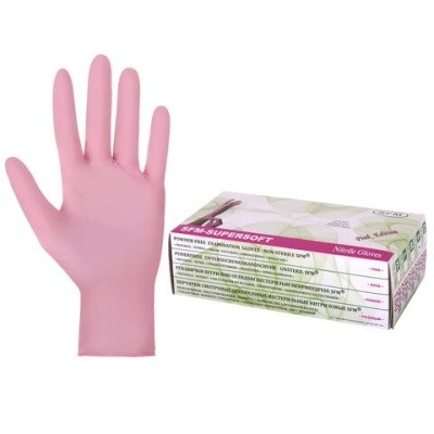 Перчатки нитрил. SFM Supersoft PINK, р.M (100пар/200шт) 631518 (розовые, смотр., неопудр., нестер.)