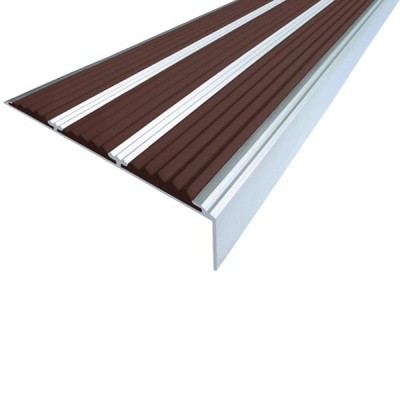 Алюминиевый угол-порог 2м, 3 вставки без отверстий