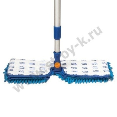 Швабра двустор., металл. телескоп. черенок до 130см, насадка микрофибра 40см ЛАЙМА 601465