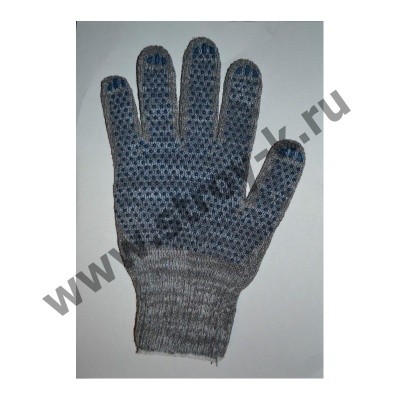 Перчатки трикотажные с ПВХ (6-ти нитка) серые