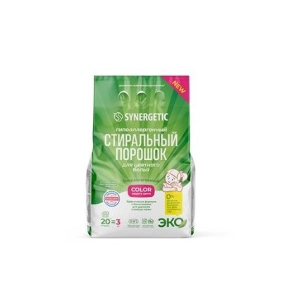 Порошок стир. COLOR, 3кг SYNERGETIC (для цветного белья)