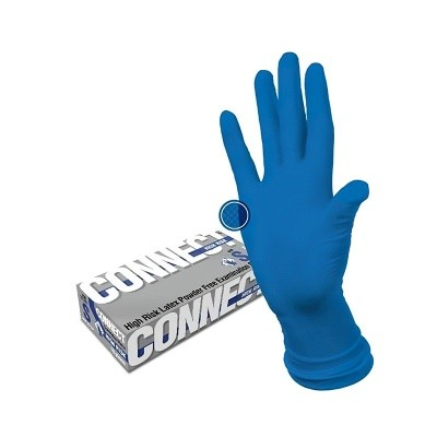 Перчатки латекс., смотр., неопудр. Connect High Risk р.L, 25 пар/уп (синие) 