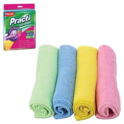 Салфетки микрофибра 30х30см, PACLAN Practi Microfiber (4шт/уп) 410260/604095 