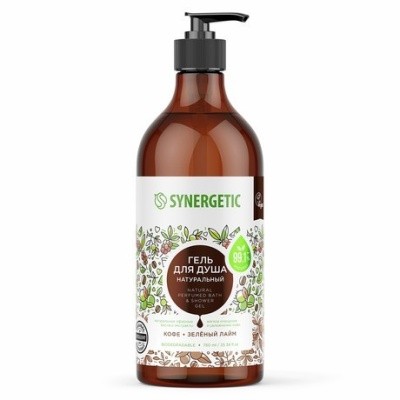 Гель для душа "Кофе и зеленый лайм", 750мл SYNERGETIC натуральный биоразлагаемый