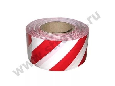 Лента сигнальная бело-красная, 50мм х200м