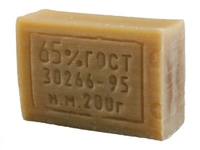 Мыло хозяйственное 65%, 200г (КАЛУЖСКИЙ БЛЕСК) КМЗ (без упаковки)