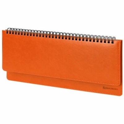 Планинг настольный недатированный (305x140 мм) BRAUBERG "Rainbow", кожзам, 60 л., оранжевый, 111701