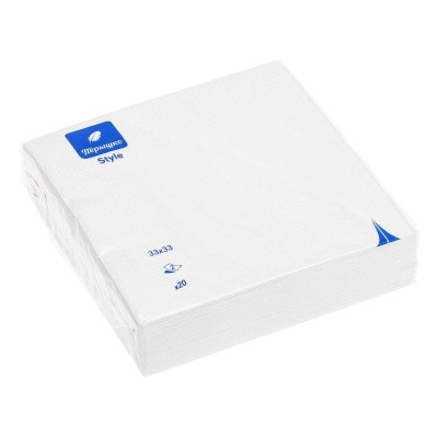 Салфетки бум., стол., 2 слоя, 33х33см (20шт/упак) БЕЛЫЕ