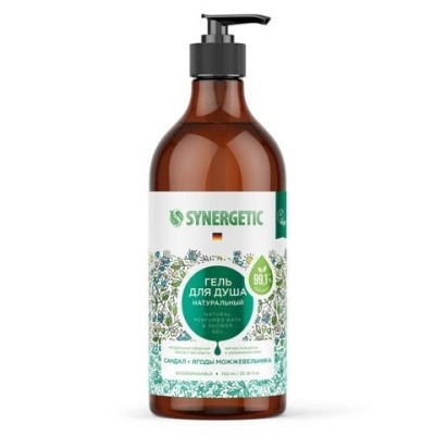 Гель для душа "Сандал и ягода можжевельника", 750мл SYNERGETIC натуральный биоразлагаемый