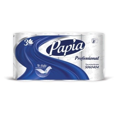 Бумага туал., 3 слоя (8рулх16,5м) PAPIA Professional 5080998  Бумага туал., 3 слоя (8рулх16,5м) PAPIA Professional 5080998