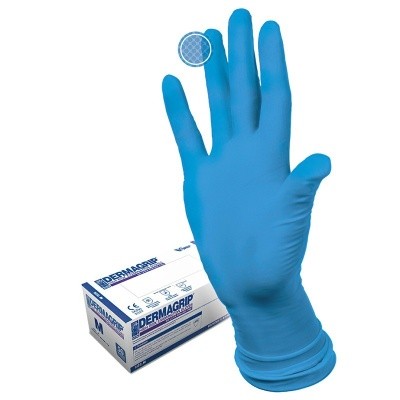 Перчатки латексные DERMAGRIP High Risk р.S 6-7 (голубые) 25 пар/уп