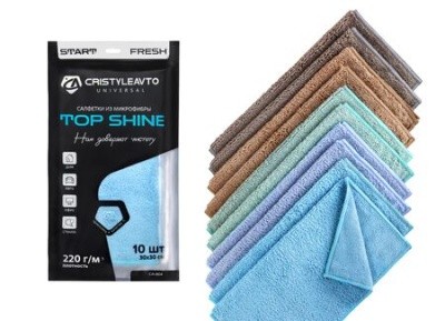 Салфетка микрофибра 30х30см, Top Shine CRISTYLEAVTO СА-804 (цвета в ассорт.) 
