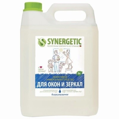 Средство моющее для стекол, зеркал, мебели биоразлаг., 5л SYNERGETIC 