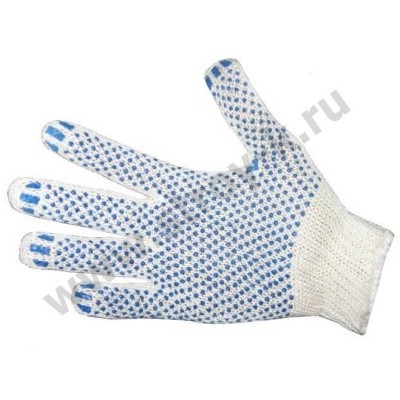 Перчатки трикотажные с ПВХ (3-х нитка) белые