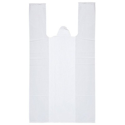 Пакеты "майка", КОМПЛЕКТ 100шт., 30х16х55 см, белые, ПНД, 15мкм 601809