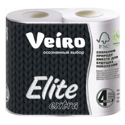 Бумага туал. 4 слоя, Elite EXTRA, VEIRO (4рулх15м) Бумага туал. 4 слоя, Elite EXTRA, VEIRO (4рулх15м)
