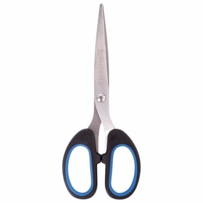 Ножницы BRAUBERG "Classic+", 160мм, 236447 (черно-синие, классической формы, резиновые вставки)