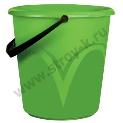 Ведро хозяйств. 10л, без крышки, пластик, с глянцевым узором, мерная шкала Лайма 603893 (зеленое)
