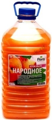 Крем-мыло перламутр., жидкое НАРОДНОЕ персик, 5л Флора (пэт)  Крем-мыло перламутр., жидкое НАРОДНОЕ персик, 5л Флора (пэт)