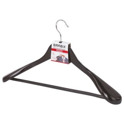 Вешалка-плечики, р.48-50, дерево, анатом., перекладина, BRABIX "Люкс", 601165 (цвет шоколад)