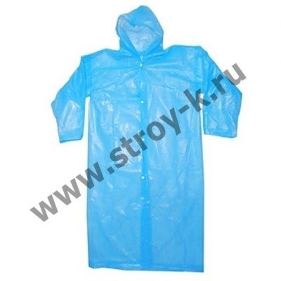 Дождевик ПНД 70х118 с капюшоном, рукавами (голубой, зеленый, розовый)