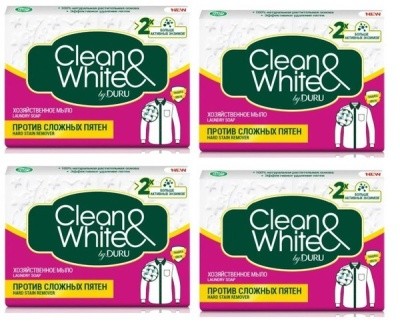 Мыло хозяйственное Clean&White by Duru, 4шт.х120г (против пятен)