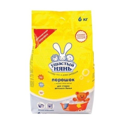 Порошок стир. для детских вещей, 6кг УШАСТЫЙ НЯНЬ (все типы стирки) Порошок стир. для детских вещей, 6кг УШАСТЫЙ НЯНЬ (все типы стирки)