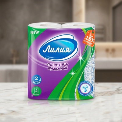 Полотенце бумажное 2-сл. (2рулх12м) Лилия