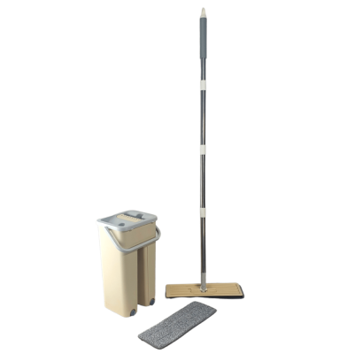Набор для уборки: швабра для пола, 2 моп микрофибра, ведро OLS-177-26 (бежевое)