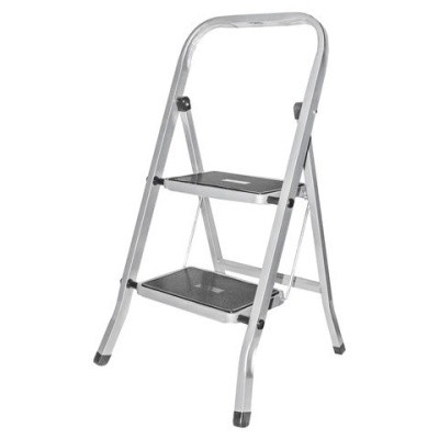 Стремянка стальная КЛАСС ПЛЮС, 2 ШИРОКИЕ СТУПЕНИ 20х30см, верхняя площадка 45см, до 120кг, 605742
