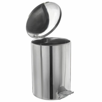Ведро для мусора с педалью, кольцо под мешок, нерж. сталь, хром, 20л ТИТАН 607727