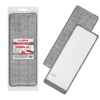 Насадки МОП для швабры (кармашки с 1-й стороны) КОМПЛЕКТ 2 шт., микрофибра, 33х12,5см, LAIMA 608143