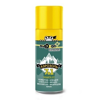 Аэрозоль Extreme 7-в-1 (от комаров/клещей/мошки/мокрецов/слепней/москитов/блох), 100мл Nadzor Аэрозоль Extreme 7-в-1 (от комаров/клещей/мошки/мокрецов/слепней/москитов/блох), 100мл Nadzor